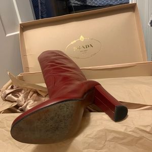 Prada Red Knee high boots